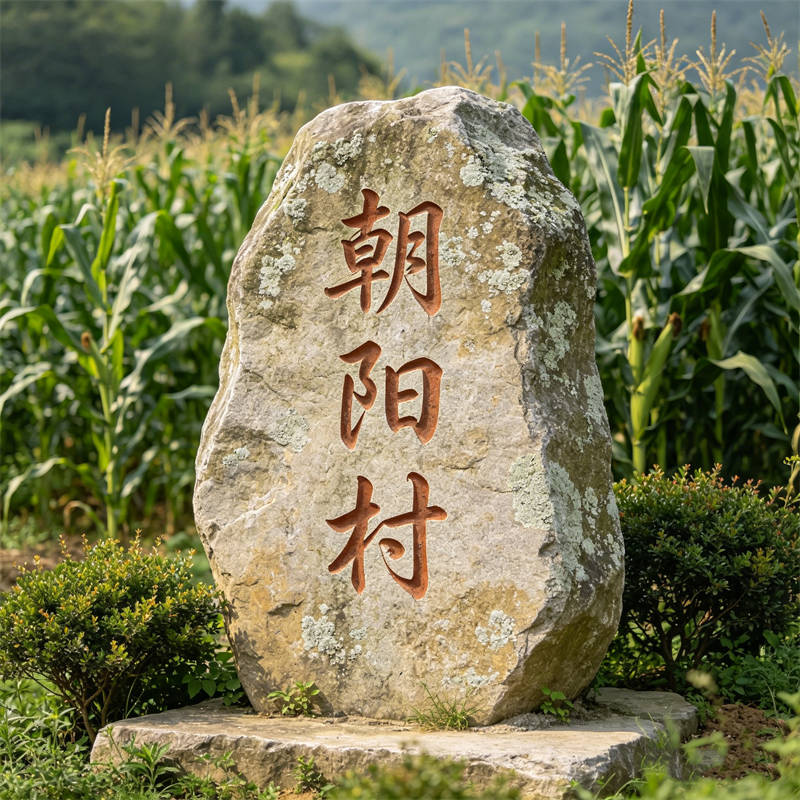 乡村入口黄石标志石