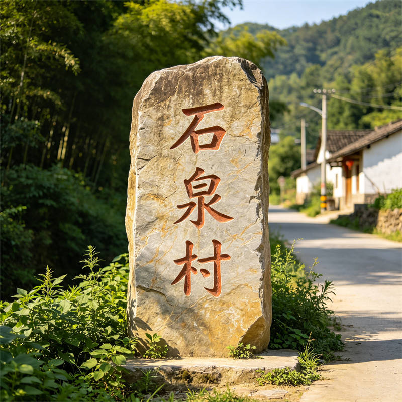 村口景观刻字黄石